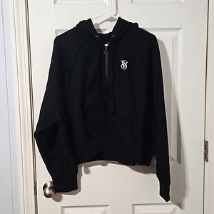Black Cropped 1/4 Zip Hoodie
